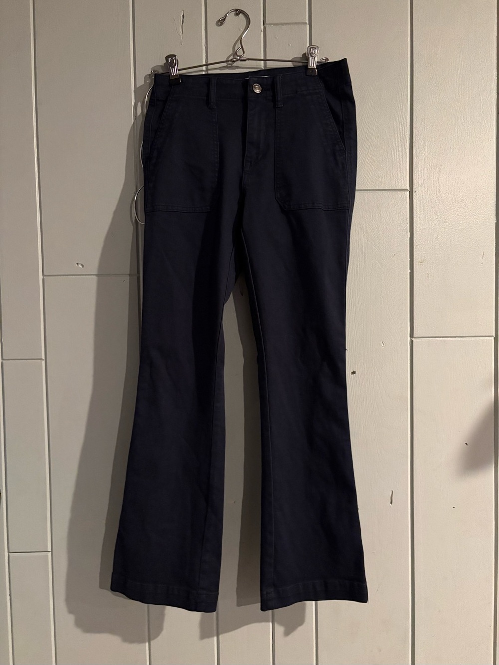 Studio Blue Utility Flare Pants Size 26 Petite Navy Patch Pocket